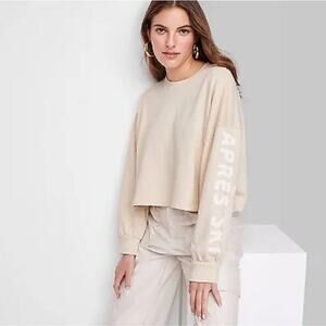 Wild Fable Long Sleeve Heavy Knit T-Shirt -Apre's Ski 'Beige Women’s Xl NWT